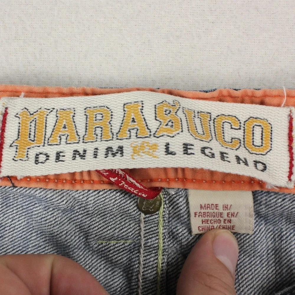 Parasuco Denim Legend Mens 38 Y2K Baggy Jeans Distressed Skater Heel Bites